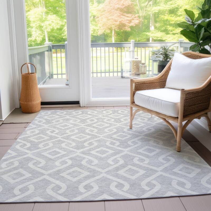 Machine Washable Indoor/ Outdoor Chantille Trellis Rug