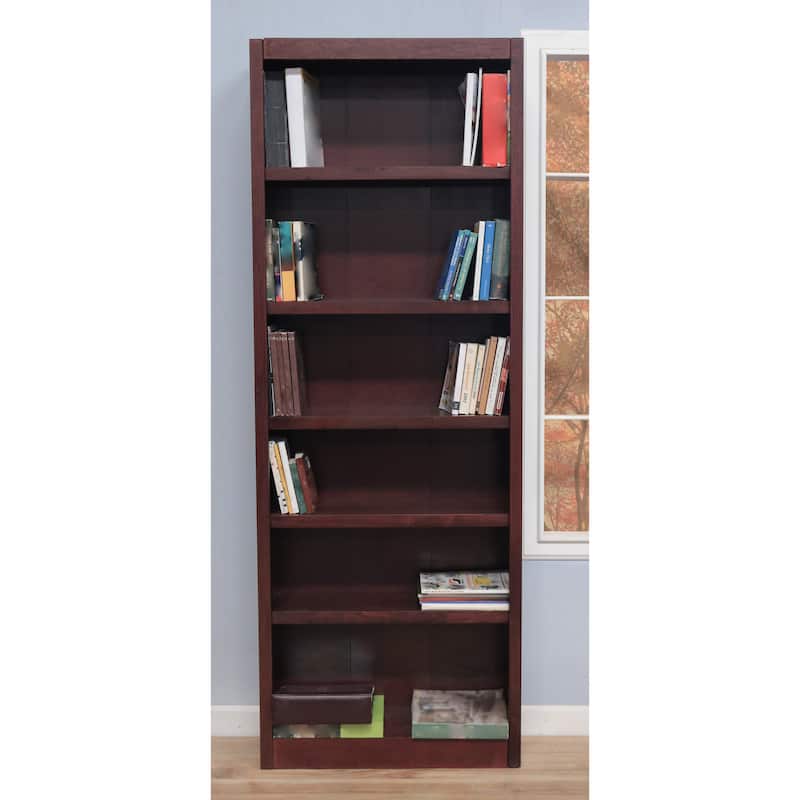 Concepts in Wood 6 Shelf Wood Bookcase, 84 inch Tall - Cherry