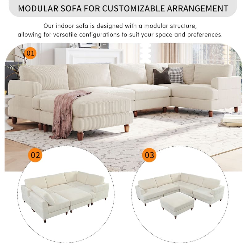 97.2" L-Shaped Modular Sectional Sofa with Ottoman (6-Seater)