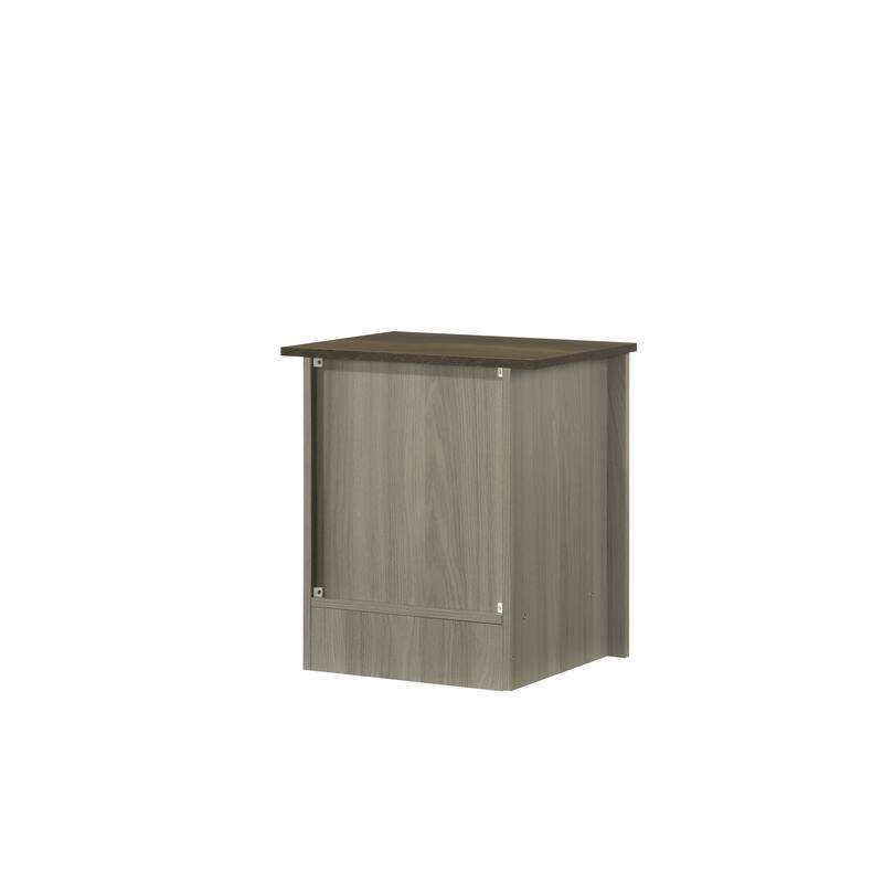 Anmytek Farmhouse Side Cabinet with Storage, Light Gray Oak Nightstand End Table Accent Cabinet