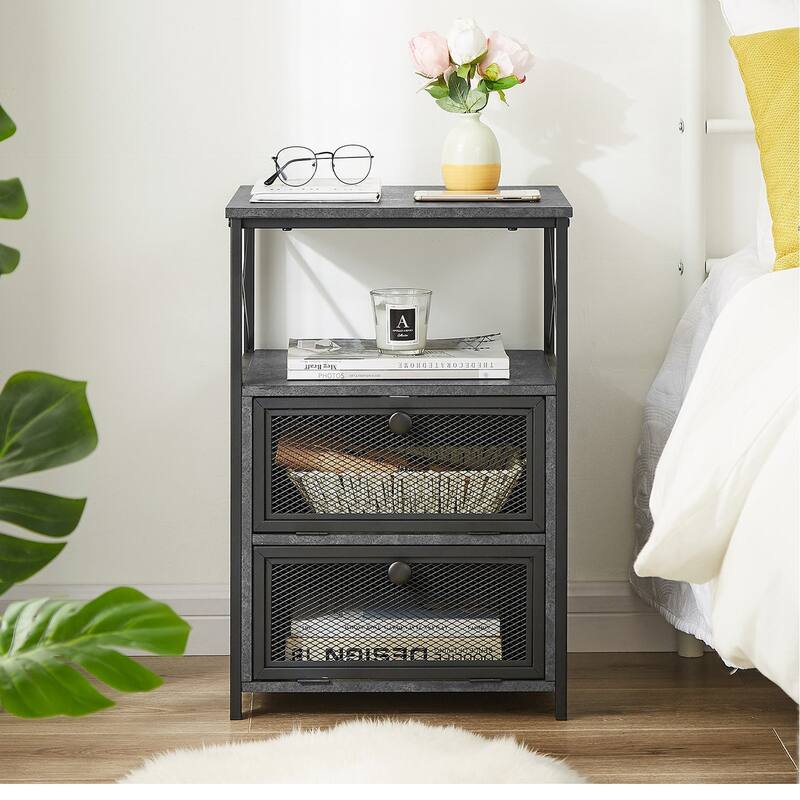VECELO Night Stand, End Side Table with Storage Space and Door,Modern Nightstands for Living Room,Bedroom