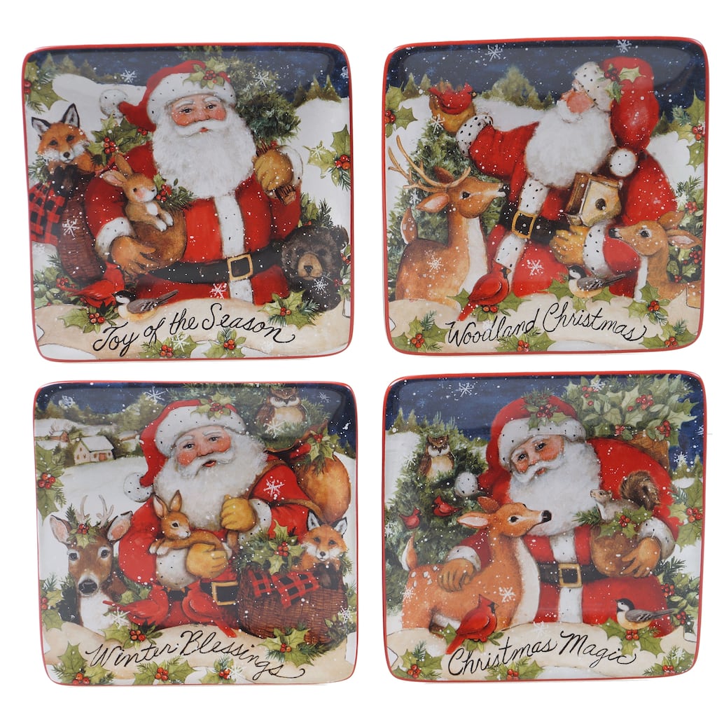 Certified International Magic Of Christmas Santa 6-inch Canape/Luncheon Plates (Set of 4)