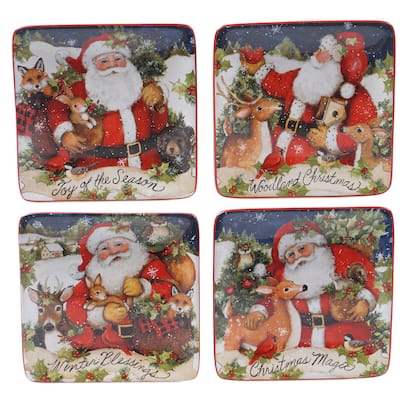 Certified International Magic Of Christmas Santa 6-inch Canape/Luncheon Plates (Set of 4)