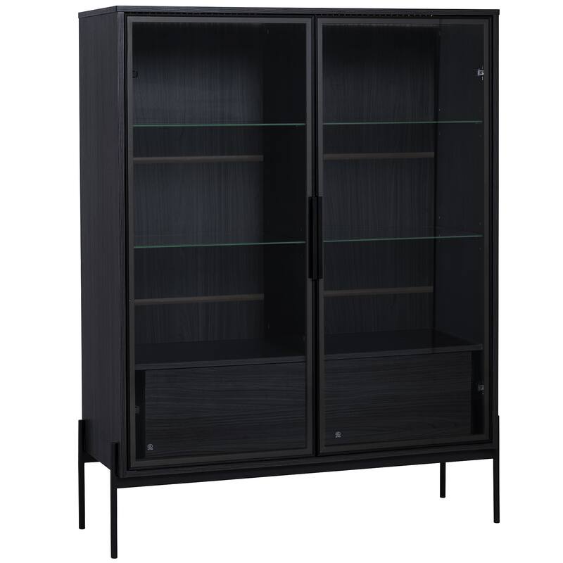 51.2"Tall Lighted Display Cabinet with Tempered Glass Door