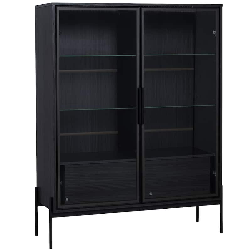 51.2'' Tall Lighted Display Cabinet with Tempered Glass Door
