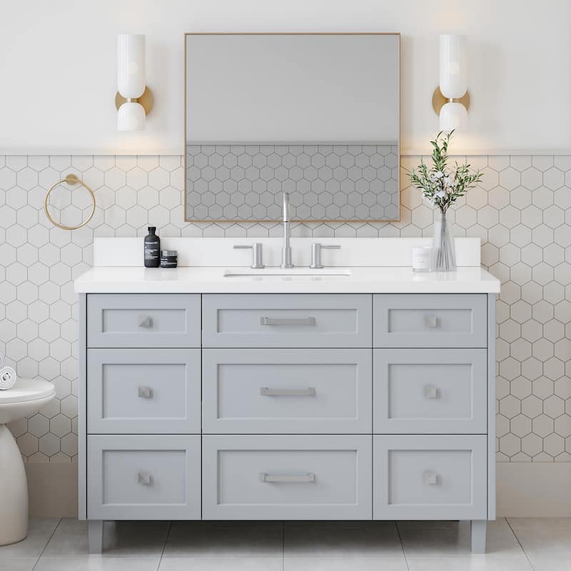 Ariel B55WQRVO Monroe 55" Free Standing Single Basin Vanity Set with - Grey