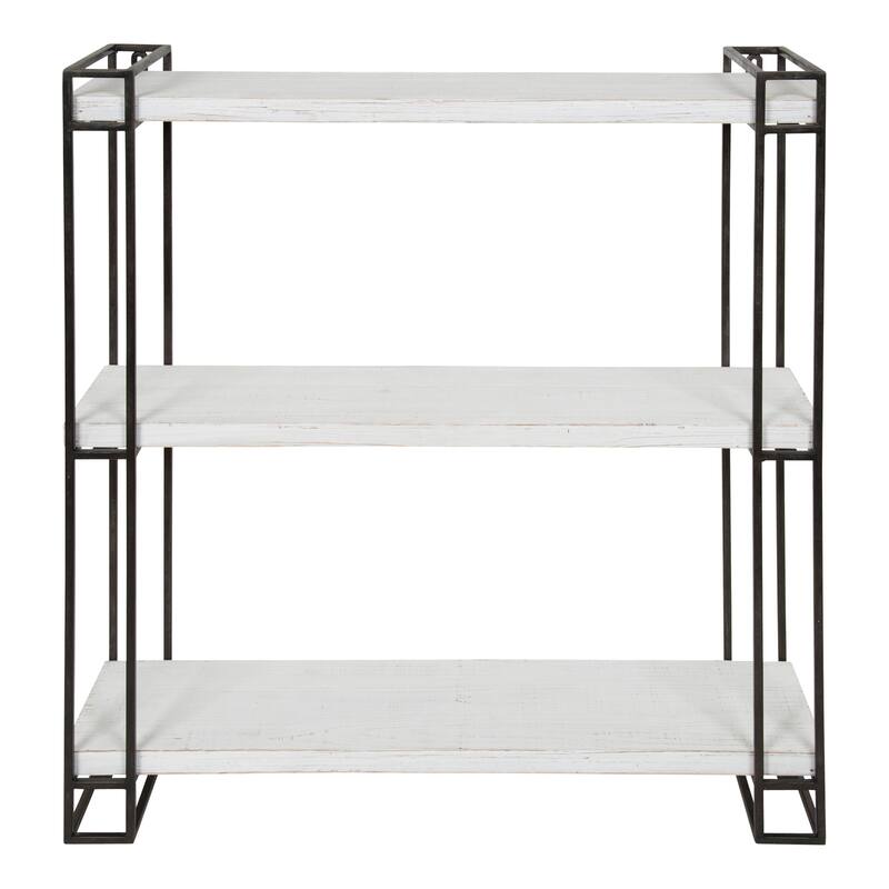 Kate and Laurel Lintz Wood and Metal Floating Wall Shelves - 26x30.5
