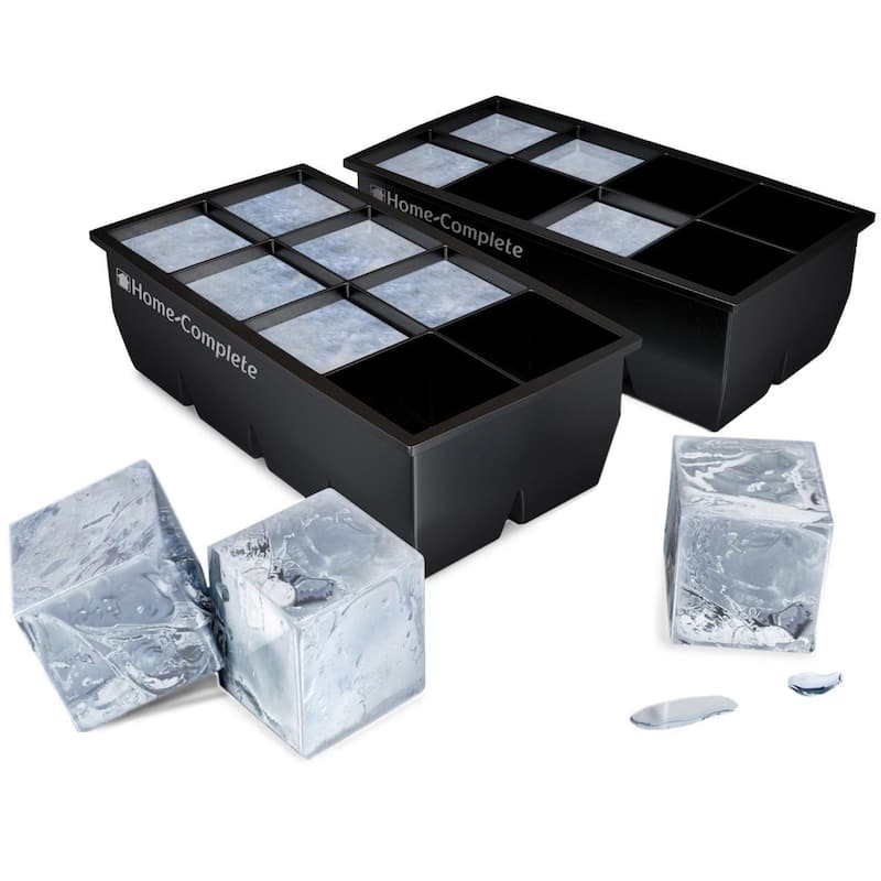 Large Ice Cube Tray - BPA-Free and Flexible Silicone Mold Makes Eight 2x2-Inch Cubes by Home-Complete