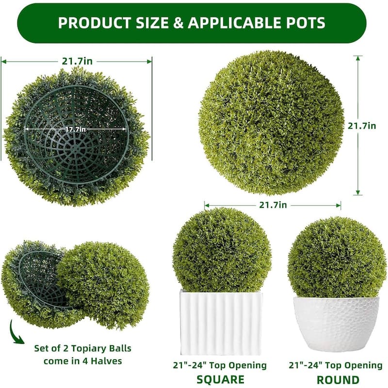 Decorative Artificial Plant Topiary Boxwood Balls for Home Decor, Wedding, Mi Zilan