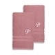 preview thumbnail 16 of 27, Authentic Hotel and Spa Omni Turkish Cotton Terry Set of 2 Tea Rose Hand Towels with White Script Monogrammed Initial Pink/P