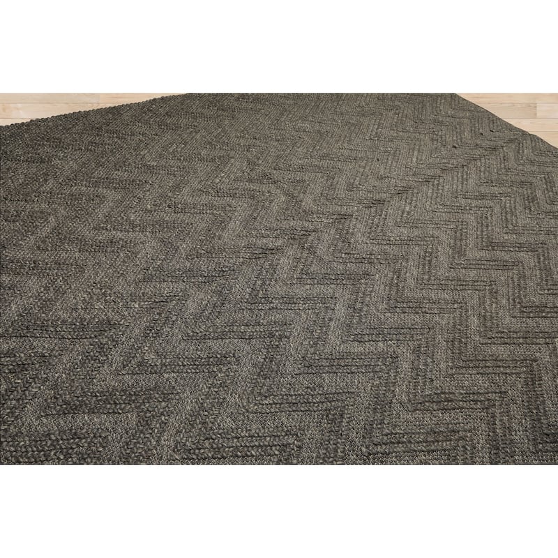 9x12 Tibetano Hand Knotted Flatweave Wool Tone on Tone Graphite Modern Rug - 9' x 12'