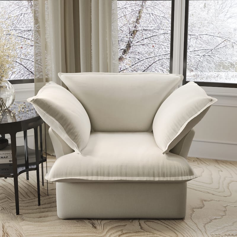 Modern Comfy Cloud Sofa Couch, Minimalist Down-Filled Sectional Sofas Couches, Cushion Covers Removable - Single+Beige