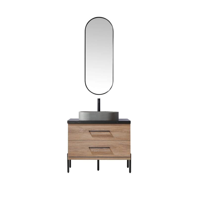 Miseno MV-705136O Trento 36" Free Standing Single Basin Vanity Set - North American Oak / Black - Oak Finish