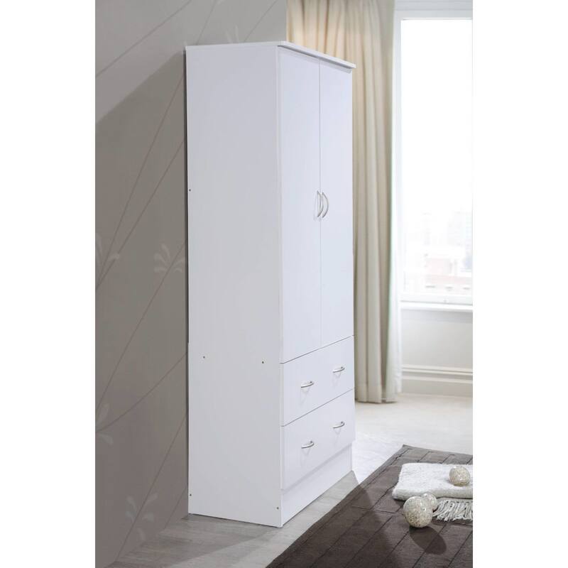 71.5" White Armoire with Drawers and Clothing Rod