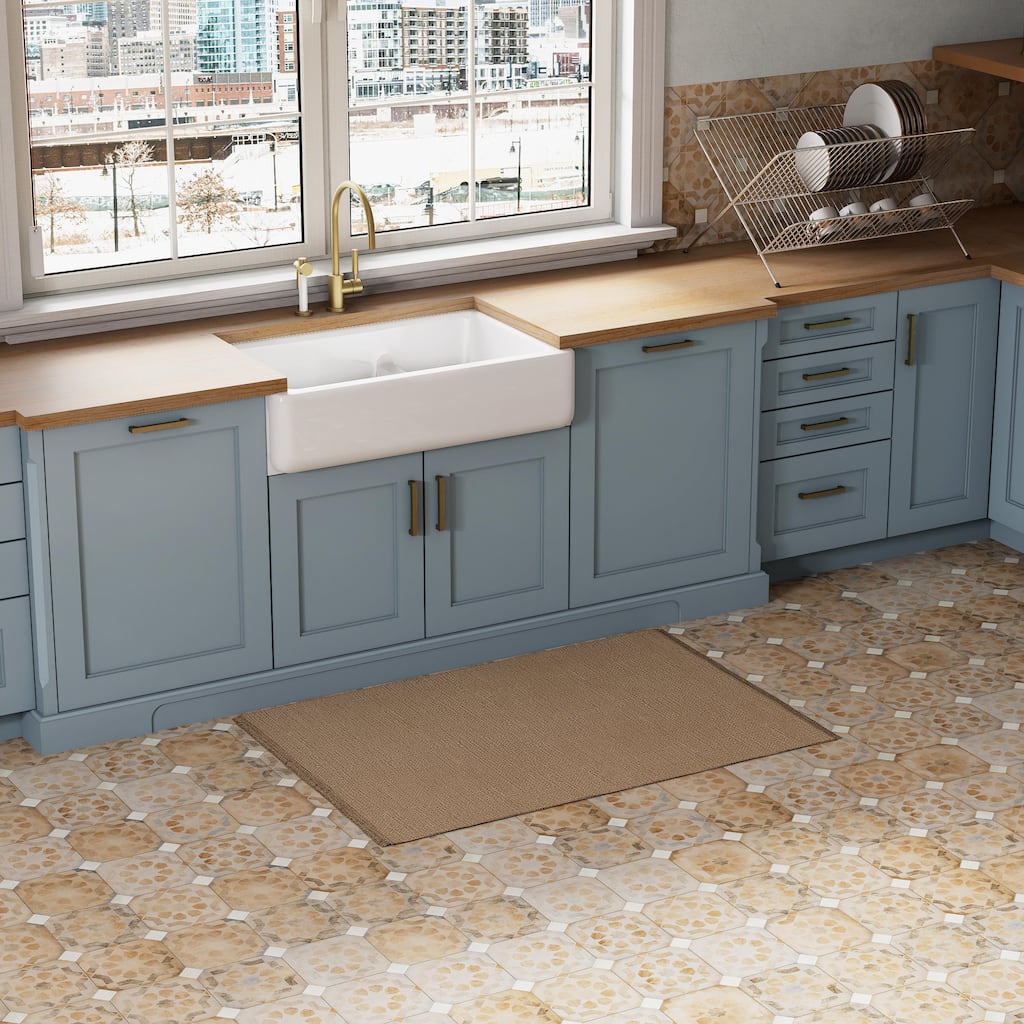 Merola Tile Laverton Octagon Deco Multicolor with Taco Nieve 7-7/8" x 7-7/8" Porcelain Floor and Wall Tile