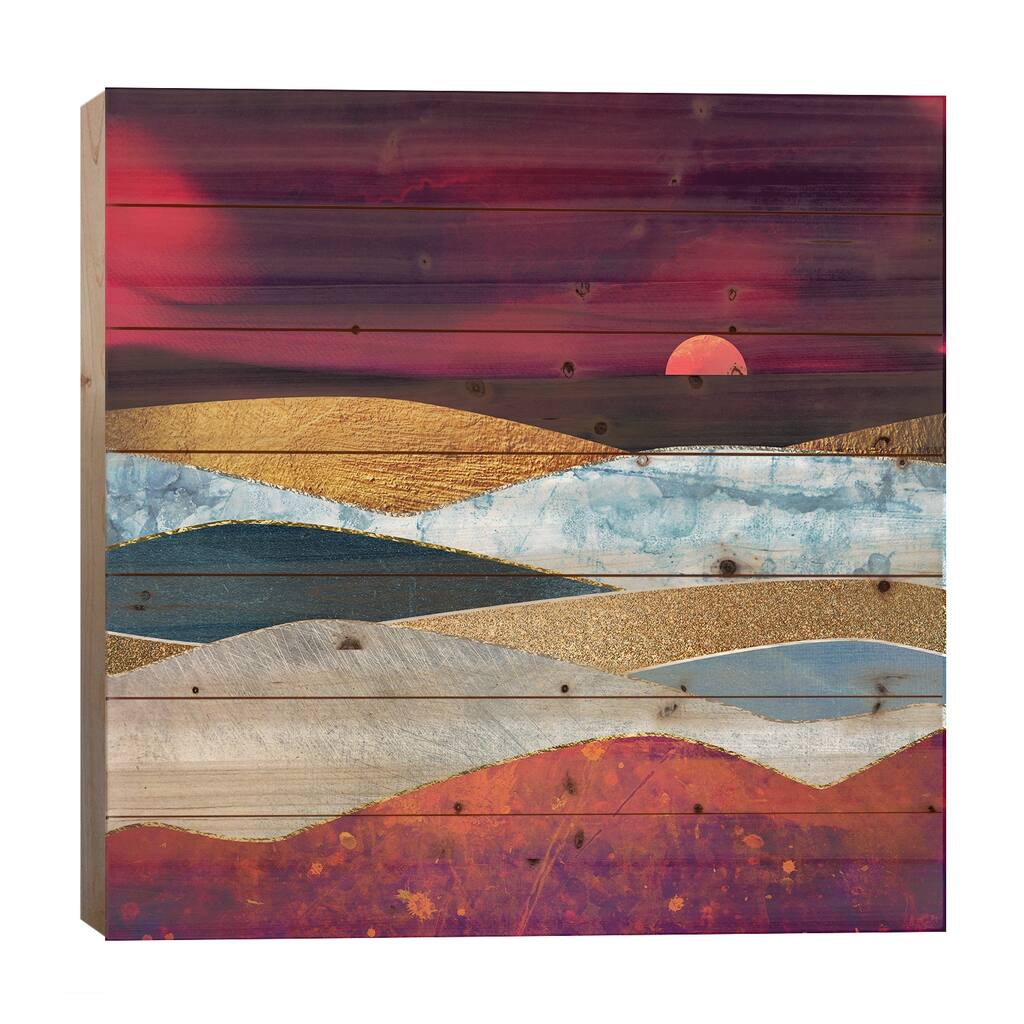 Crimson Sky Print On Wood by SpaceFrog Designs - Multi-Color