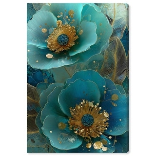 Aqua Luster Flora Floral Wall Decor Wrapped Canvas Print by Art Remedy ...