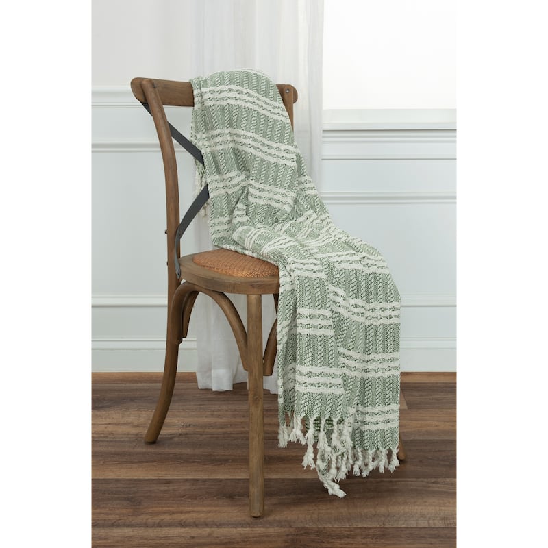 Rizzy Home Hand-made Modern Striped Throw Blanket