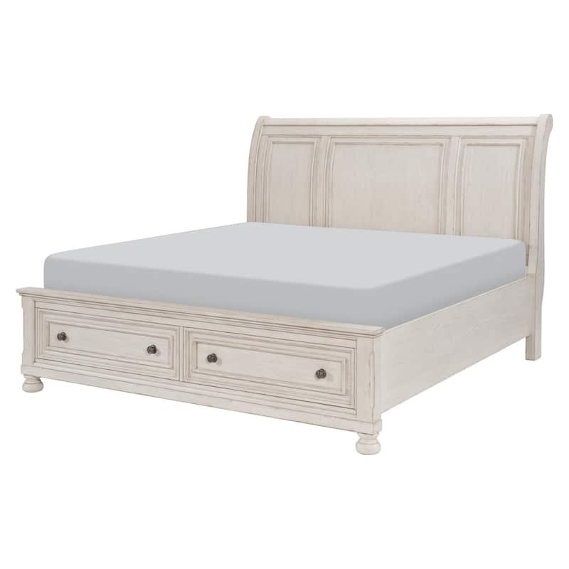 Donald Wire Brushed White Storage Platform Bed