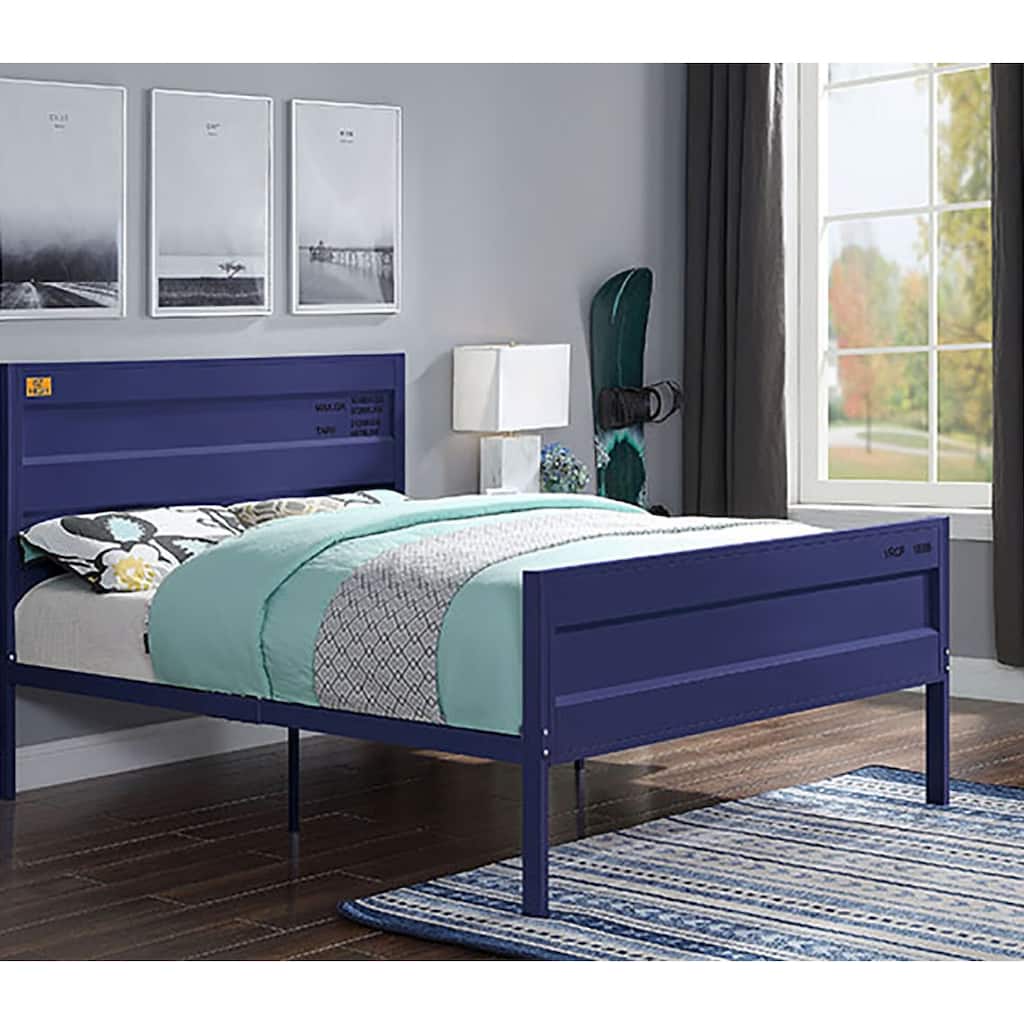 Modern Full Size Cargo Container-Themed Metal Platform Bed with Rectangular Headboard for Master Bedrooms, Guest Rooms