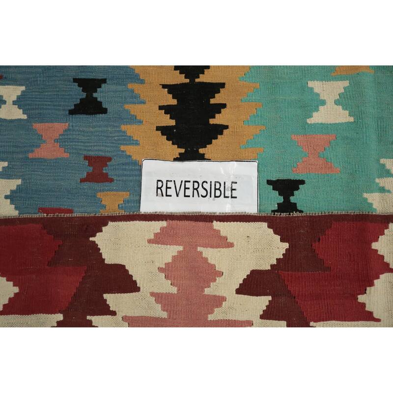 Hand Woven Oriental 100% Wool Carpet Southwestern Tribal Multi-Colored Kilim Area Rug - 14' 1'' X 10' 4''