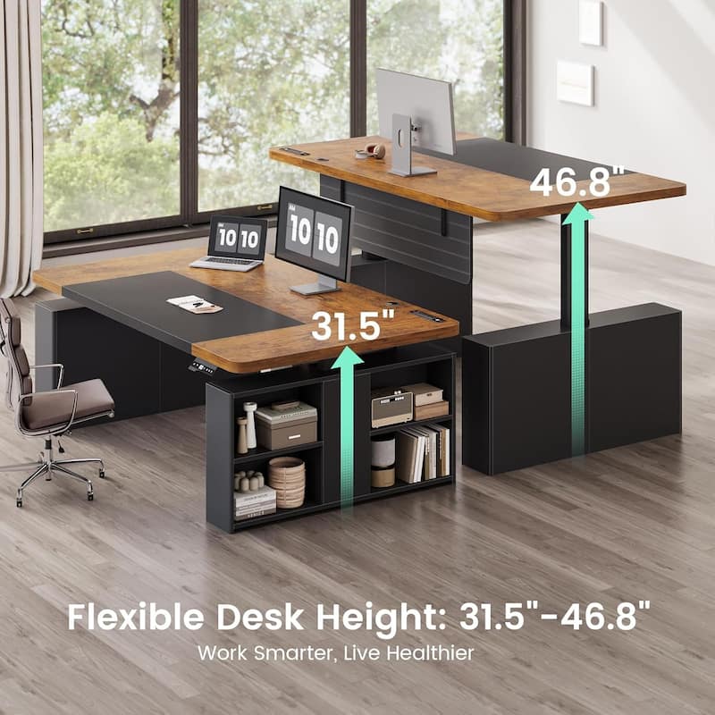 63" Executive Standing Desk Storage Executive Height Adjustable Desk