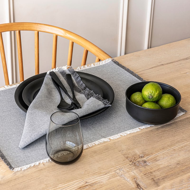 over&back 100% Cotton Frayed Chambray Placemats - Set of 4