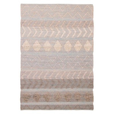 ECARPETGALLERY Braid weave Sienna Grey Wool Rug - 6'1 x 9'0