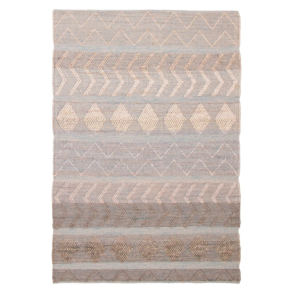 ECARPETGALLERY Braid weave Sienna Grey Wool Rug - 6'1 x 9'0
