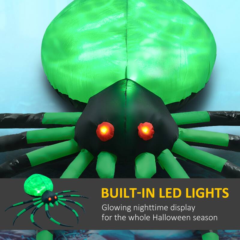 6' Halloween Inflatable Outdoor Decoration Spider, Blow Up LED Yard Decor for Garden, Lawn, Party, Holiday, Waterproof