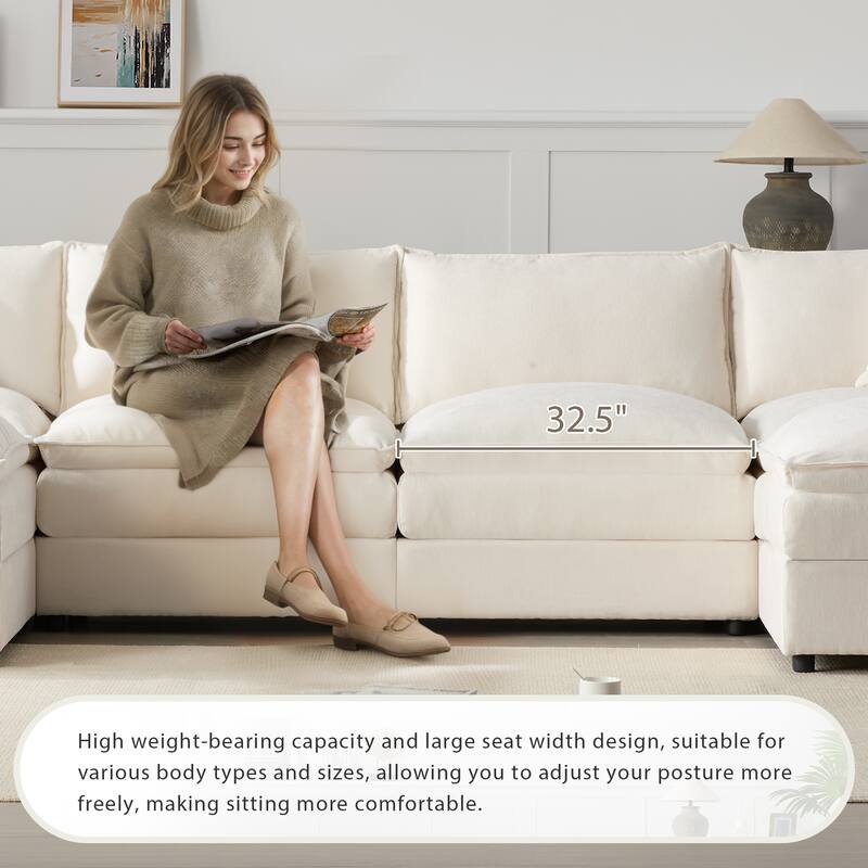 Chenille Modular U-Shaped Sectional Sofa with Removable Ottomans by Harper & Bright Designs