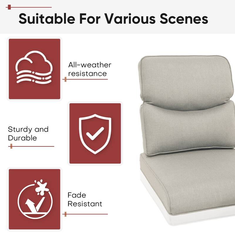 Gymojoy Pillow and Cushion Set Deep Seat Indoor/Outdoor - 25" x 22" x 4"