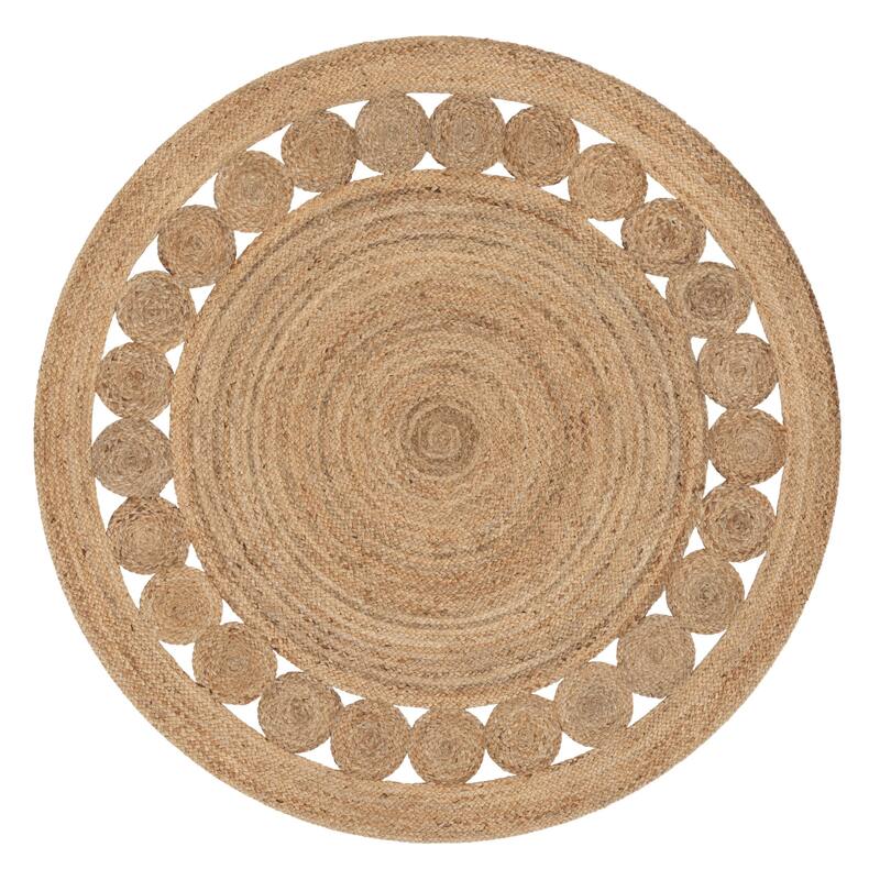 Well Woven Eva Oleana Moroccan Jute Hand-Woven Area Rug - 8' Round - Natural - Round