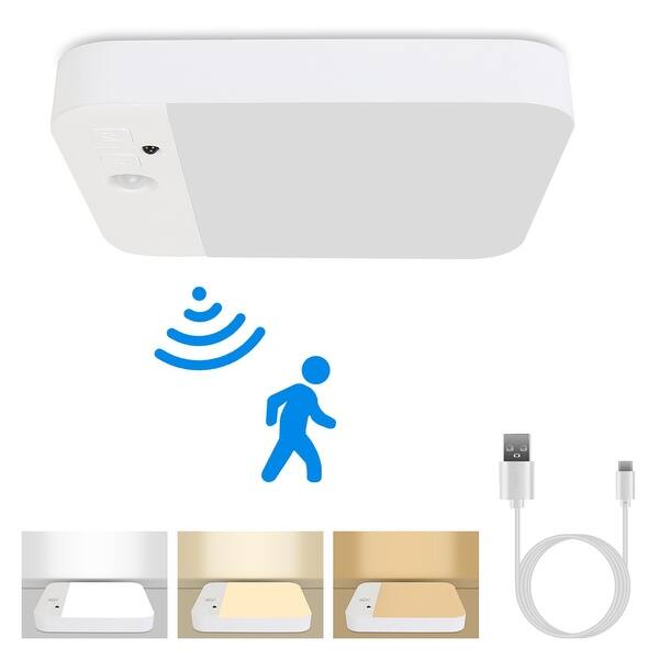 Motion Sensor Ceiling Light With Remote Rechargeable Wireless 2PC - Bed ...
