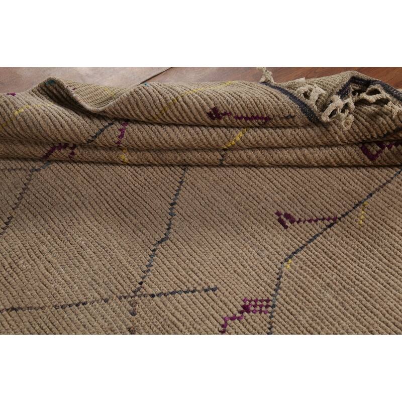 Abstract Moroccan Area Rug Hand-Knotted Wool Carpet - 6'0"x 9'10"