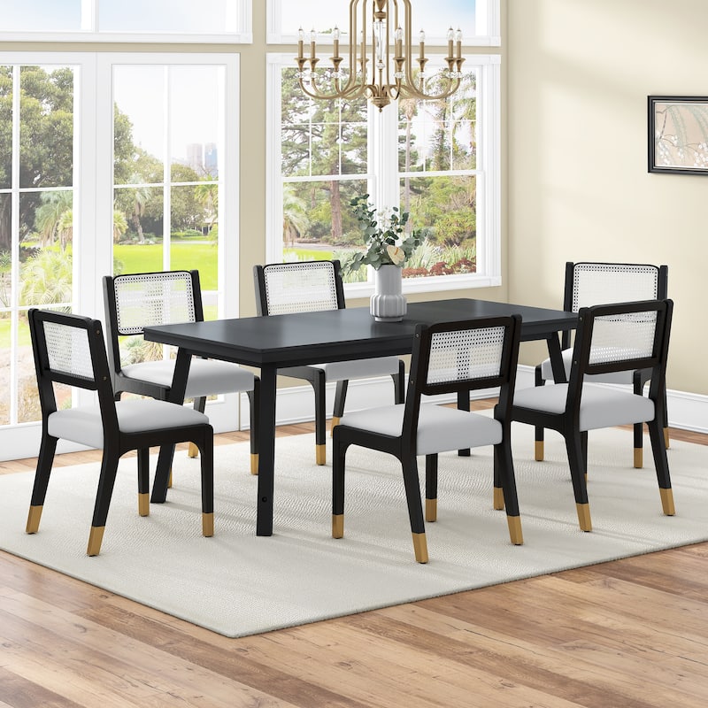 Wood Dining Chairs Set of 2, Accent Chairs with Solid Wood Legs and Padded Seat, Modern Linen Dining Chairs Side Chairs