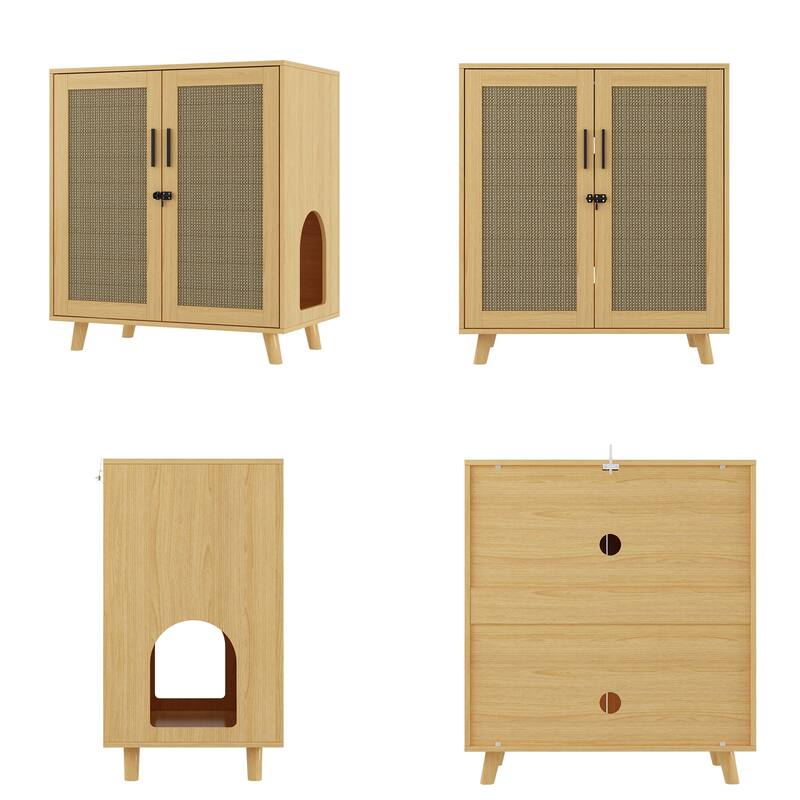 Cat Litter Box Enclosure 2-Door Storage Cabinet Bathroom Cabinet