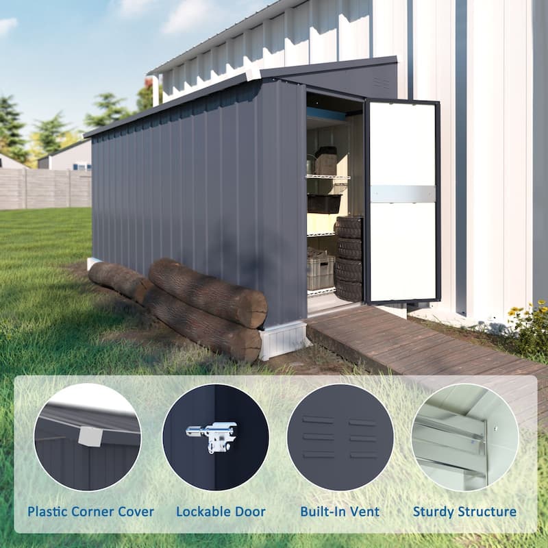 VEIKOUS Outdoor Storage Shed with lean-to Roof for Backyard