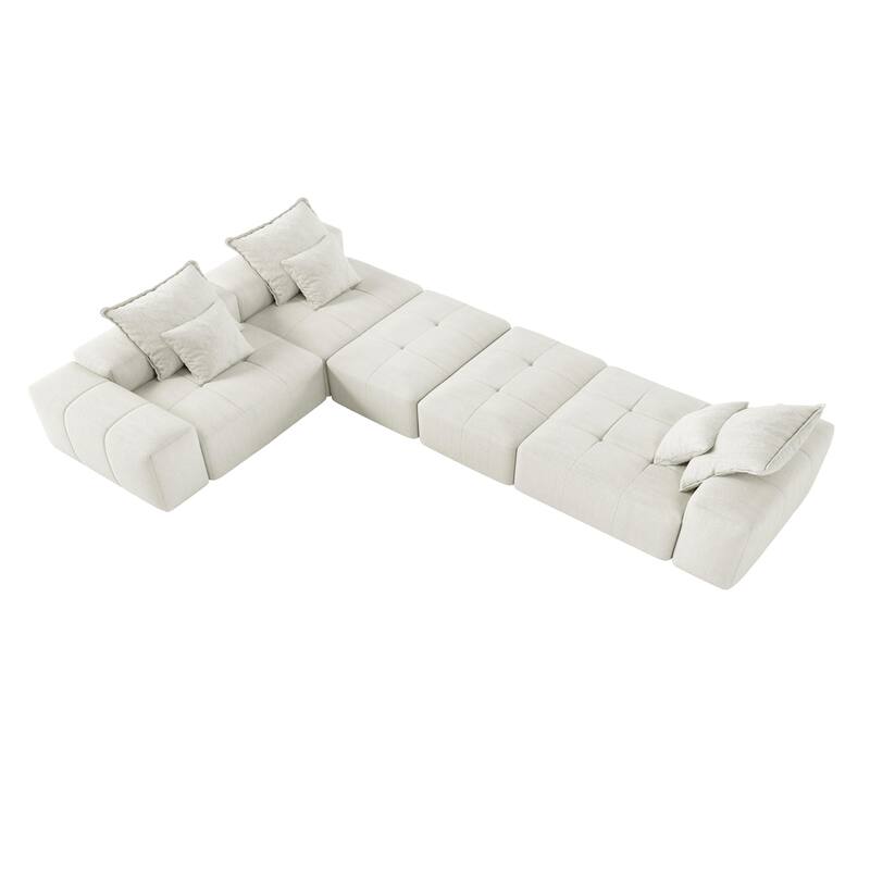Modern Oversized Modular Chenille Sectional Sofa with Cushions and 6 Pillows for Living Room