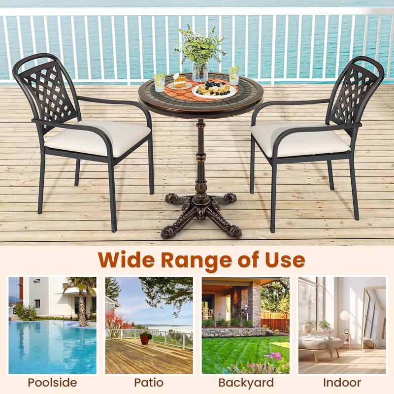 Costway 32" Patio Dining Table with 1.6" Umbrella Hole & Lid DPC - Bronze - See Details