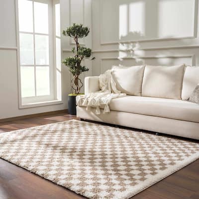 Hauteloom Kieu Hallway, Kitchen Runner Rug - Plush Pile - Driftwood, Black White, Silverton - 2'7" x 7'3"
