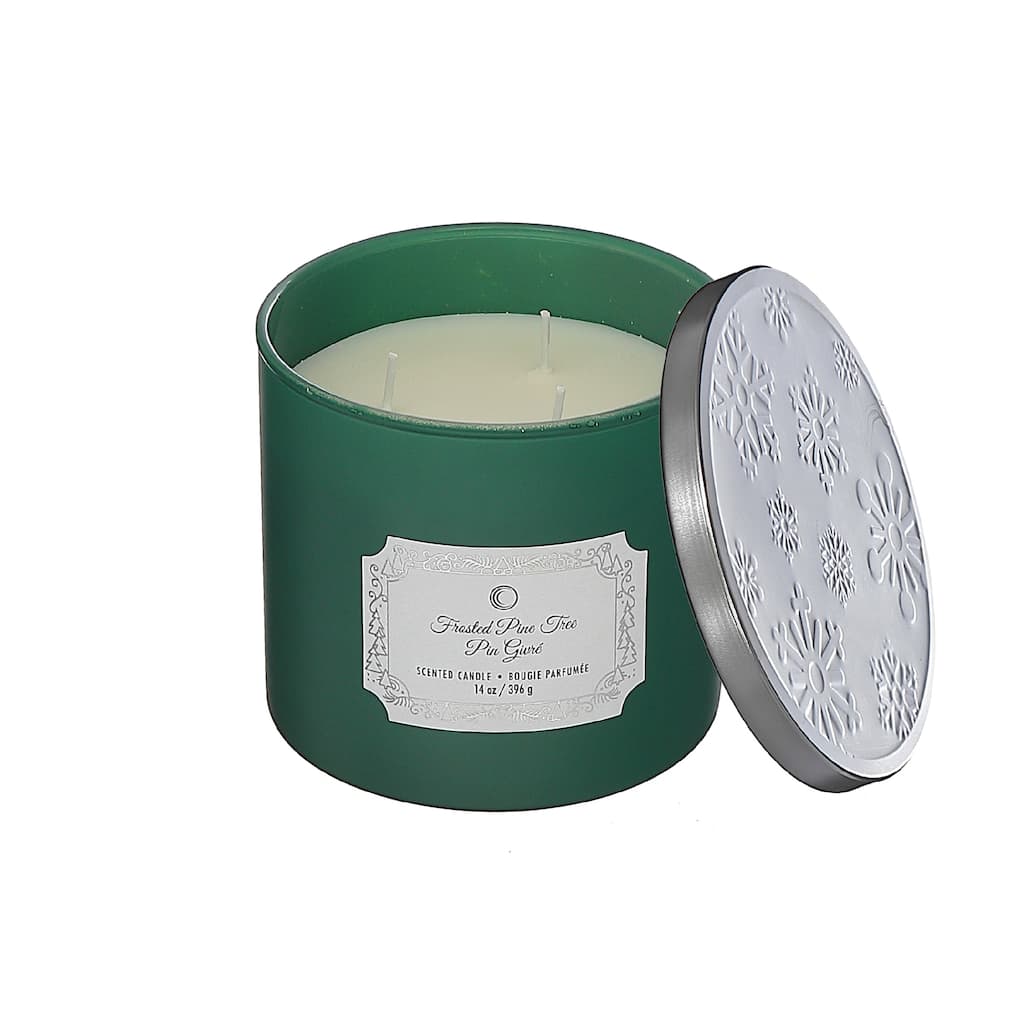 Christmas 14Oz 3 Wick Jar Candle Frosted Pine Tree - N/A