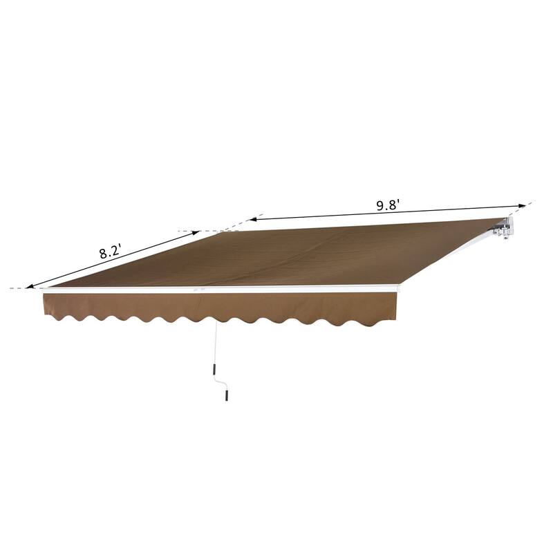 Outsunny 10' x 8' Manual Retractable Sun Shade Patio Awning with UV Protection and Easy Crank Opening, Coffee Brown