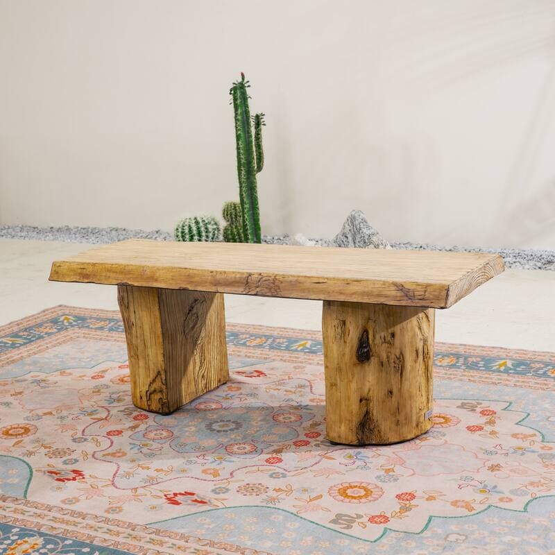 Terrafab Composite Faux-Wood Coffee Table with Iron Frame - Wood