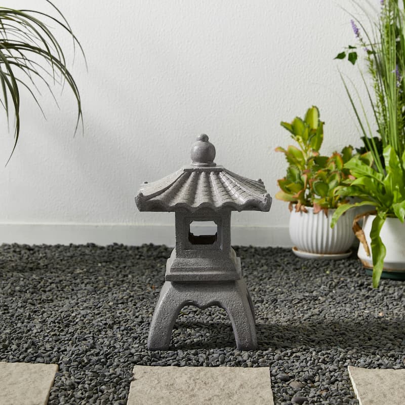 Glitzhome 16"H MGO Faux Concrete Pagoda Garden Statue