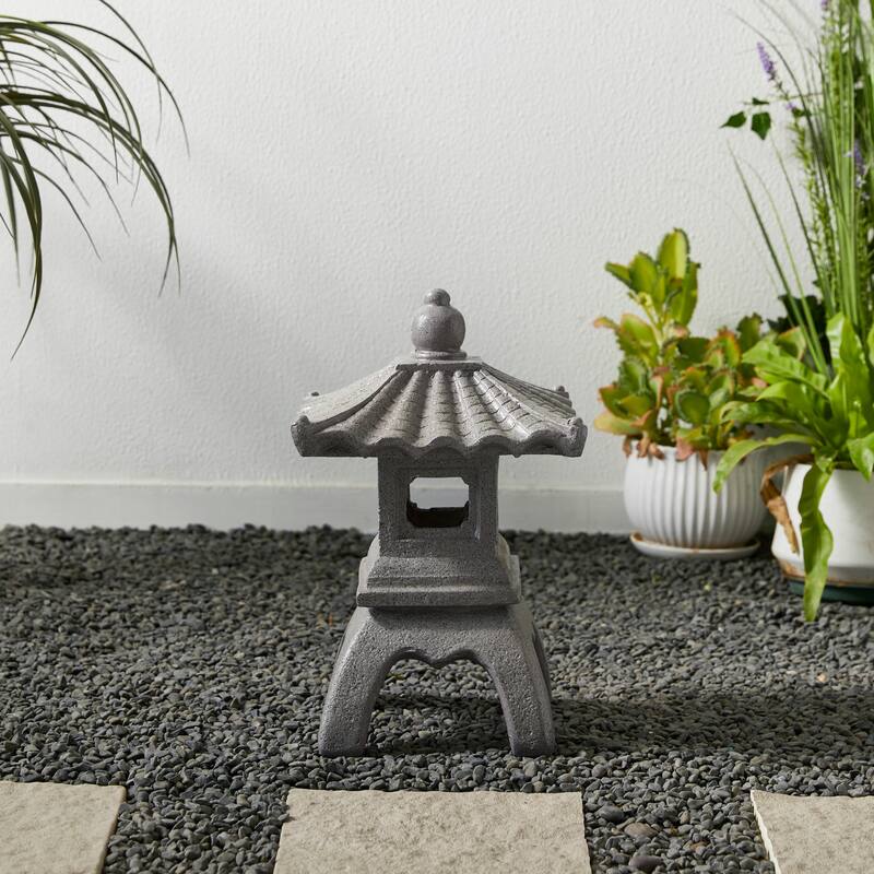 Glitzhome MGO Faux Concrete Pagoda Garden Statue Indoor and Outdoor Decoration