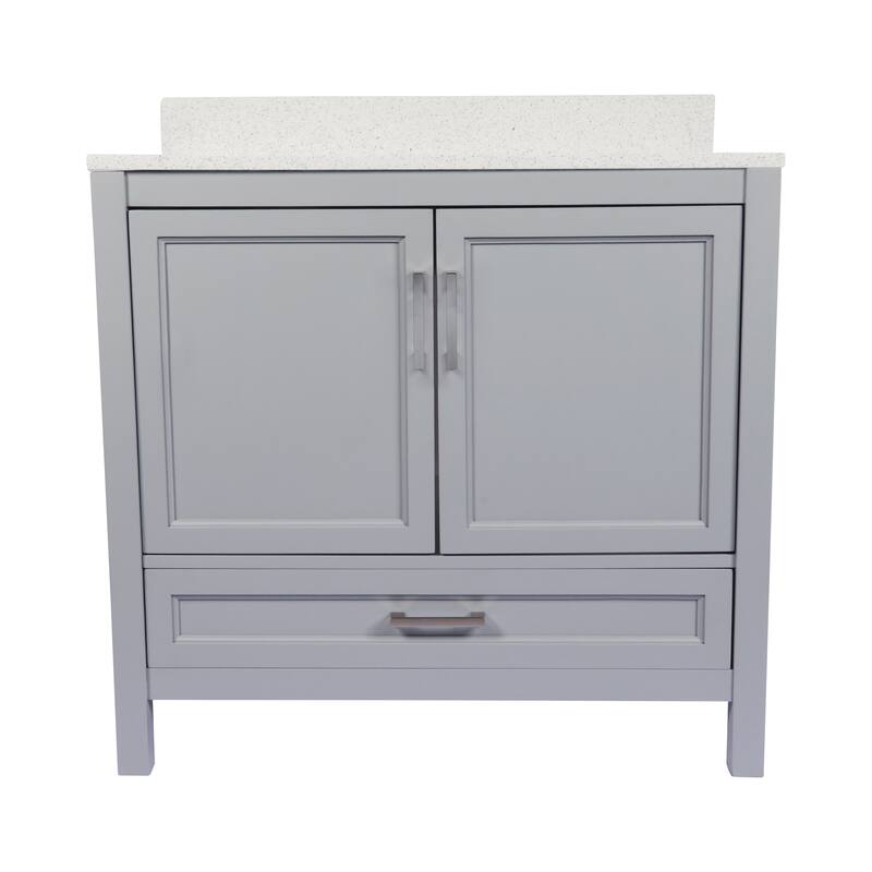 Nevado 37" Bathroom Vanity with Cultured Marble Vanity Top Sink in White with White Basin