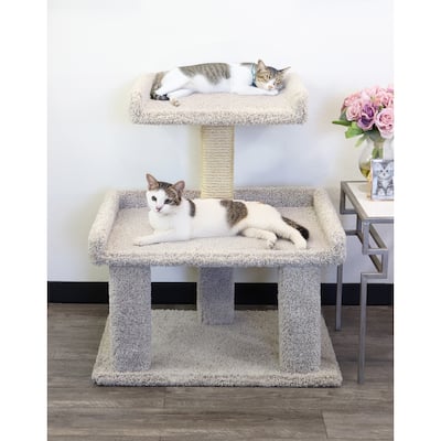 Super Sized Cat Perch Tower with Spacious Lounging Beds and Secure Raised Edges for Large Cats