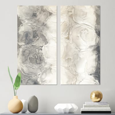 Designart "Gray Circles I" Modern & Contemporary Canvas Wall Art Print 2 Piece Set