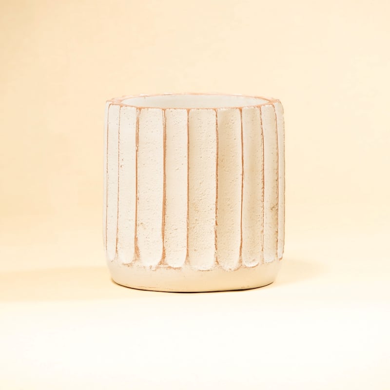 Rustic Fluted Pot - 12" - White